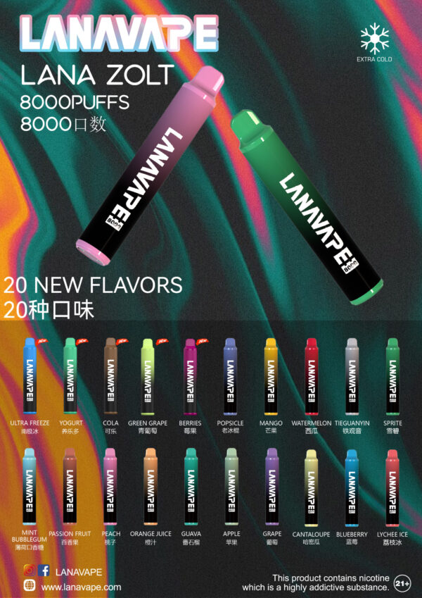 LANA ZOLT抛棄式8000口一次性✨可充電🔋超大容量👍時尚單品🔥活動【 8送1】